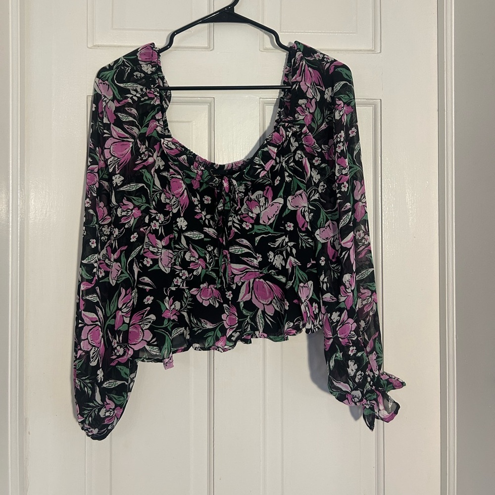 Floral Black and Pink Women's Top